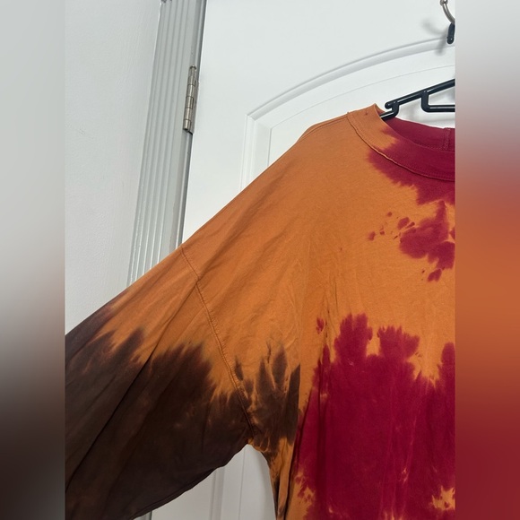 Free People Be Free Tie Dye Long Sleeve T-Shirt in French Roast size XL 70s - Picture 6 of 12